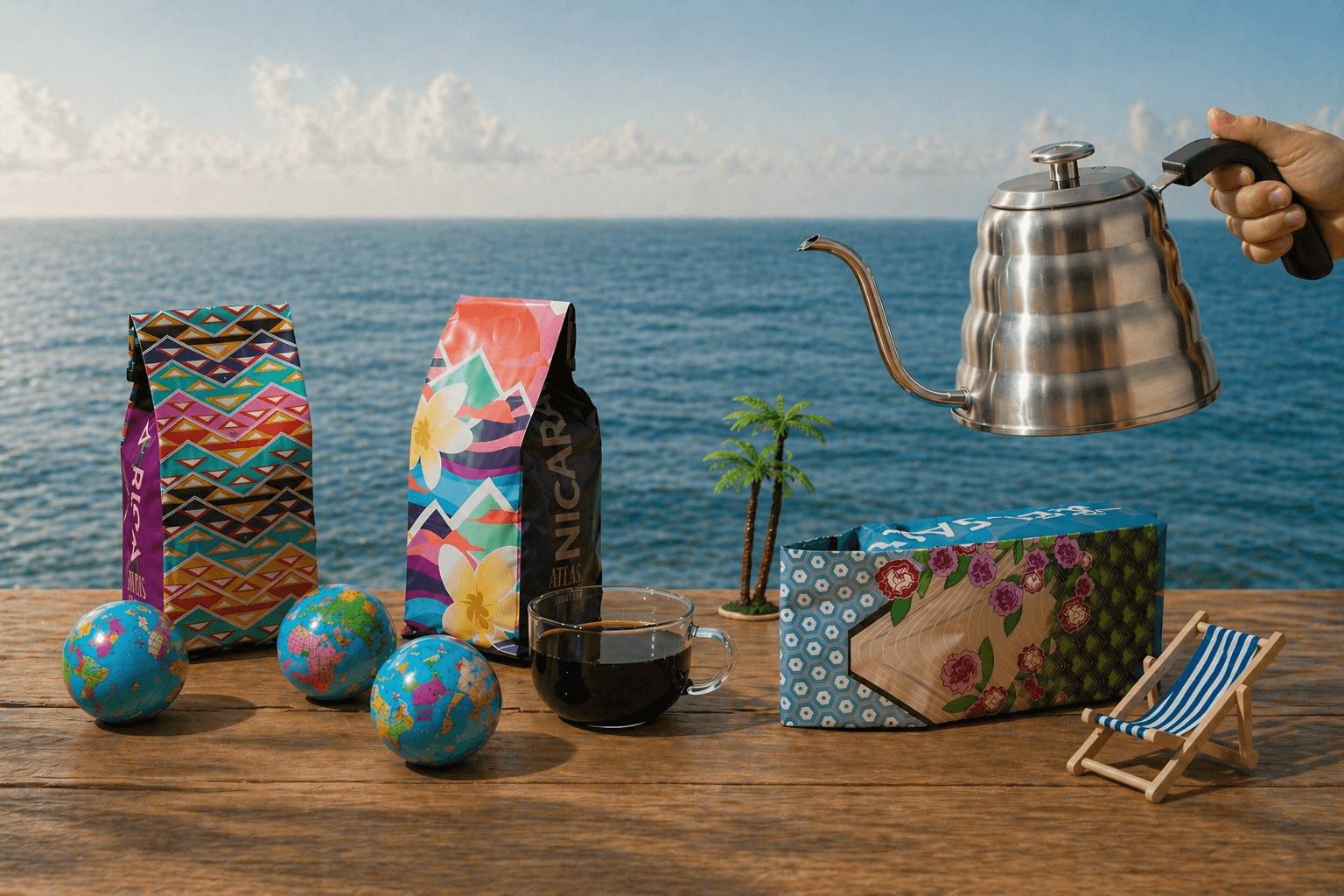 Atlas Coffee Club — stacked subscription bags from around the world