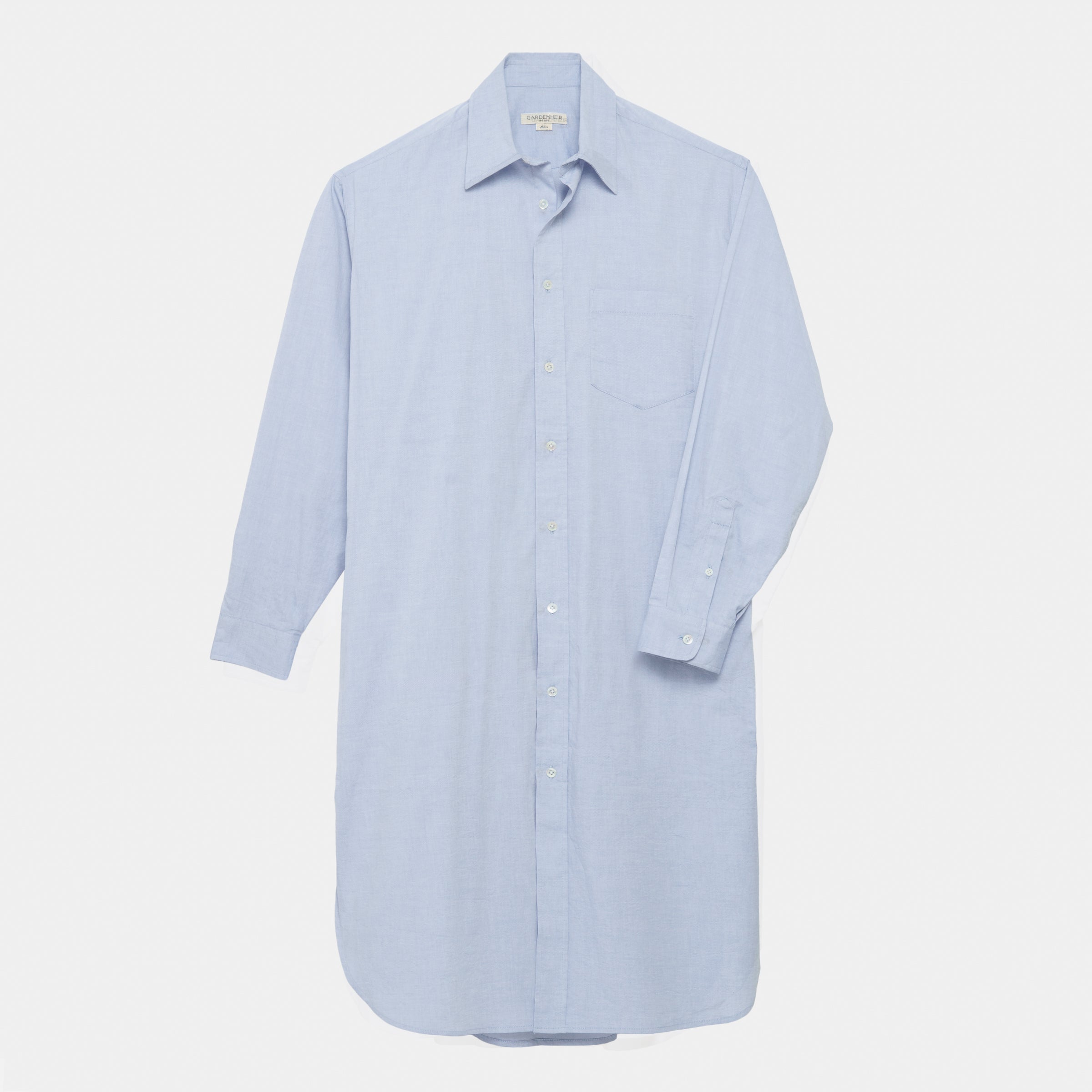 Image of Cotton Oxford Long Gardening Chemise in Oxford Blue