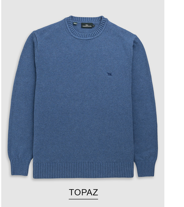 Shop Gunn Crew Knit, Topaz online and instore at Rodd & Gunn