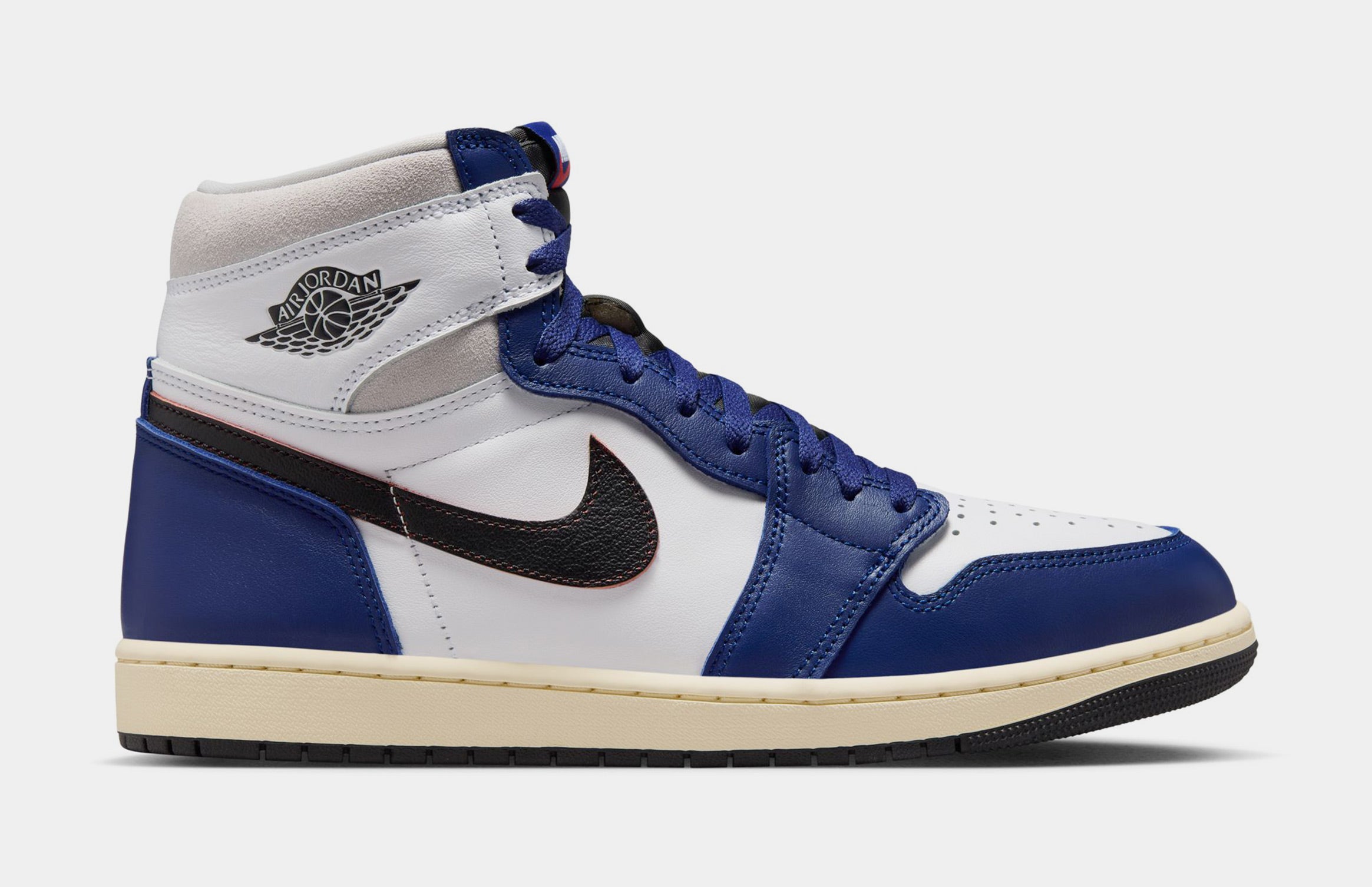 Image of Air Jordan 1 Retro High OG Rare Air Deep Royal Blue Mens Lifestyle Shoes (White/Black/Neutral Grey/Deep Royal Blue)