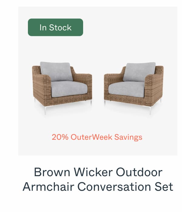 Brown Wicker Outdoor Armchair Conversation Set