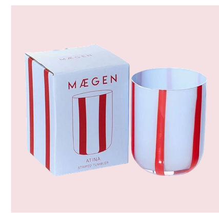 Blue And Red Striped Tumbler Glass