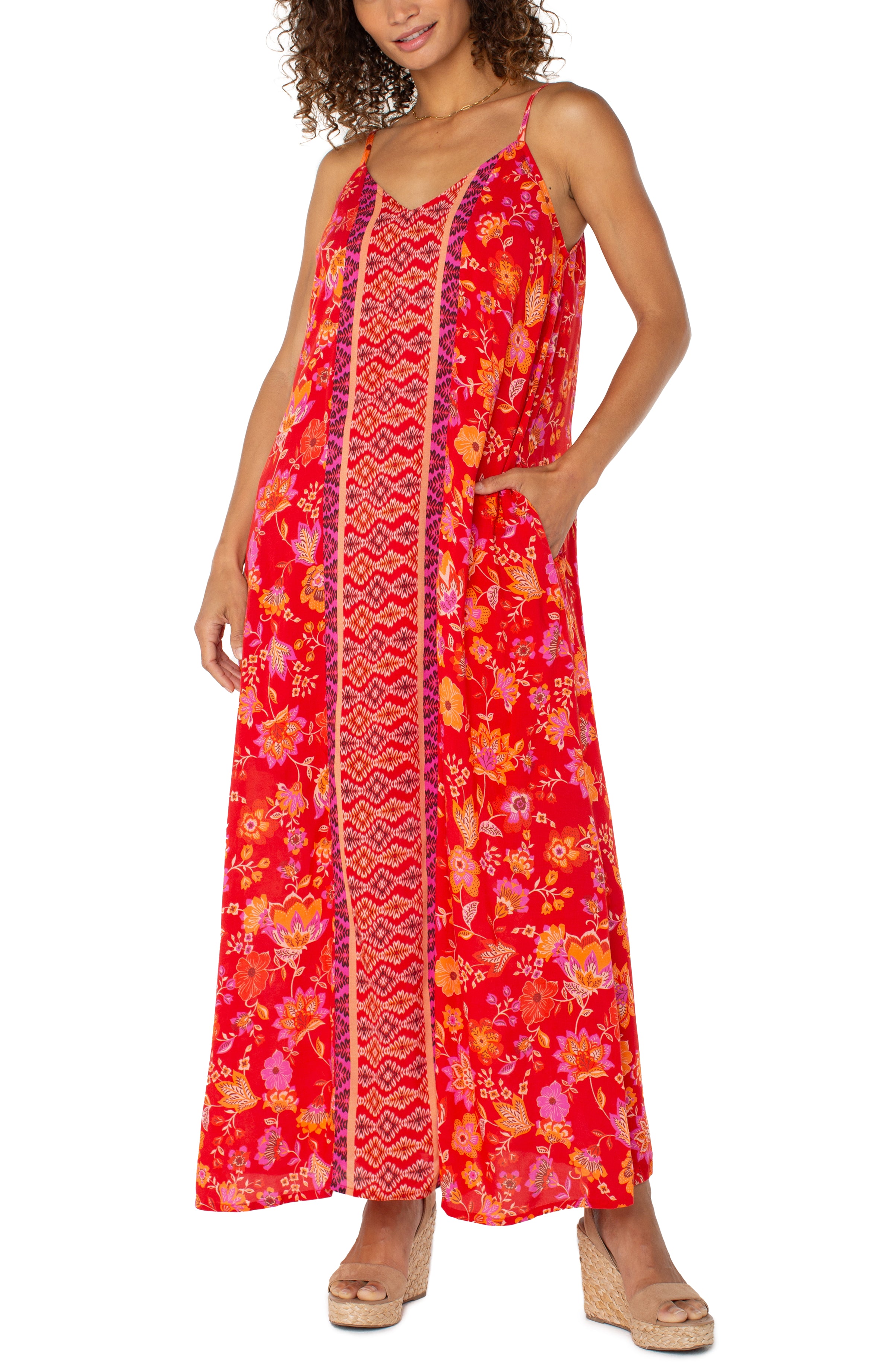 Image of SPAGHETTI STRAP WOVEN MAXI DRESS