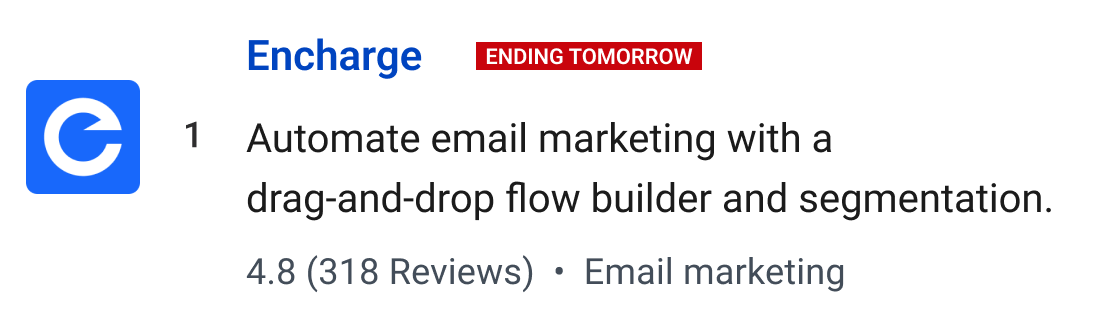 Encharge (Ending Tomorrow): Automate email marketing with a drag-and-drop flow builder and segmentation