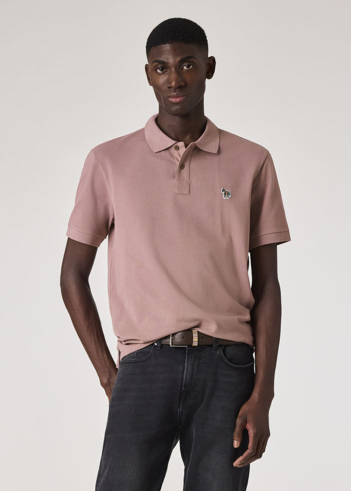 Image of Powder Pink Organic Cotton Zebra Polo Shirt