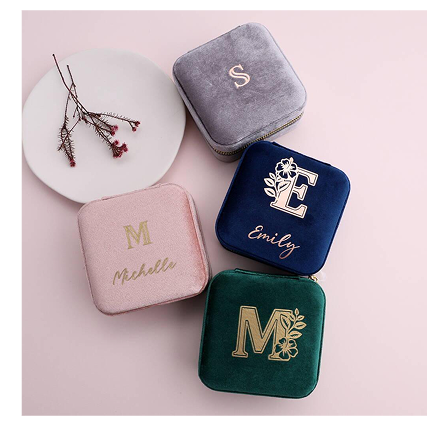 Personalised Square Velvet Jewellery Box