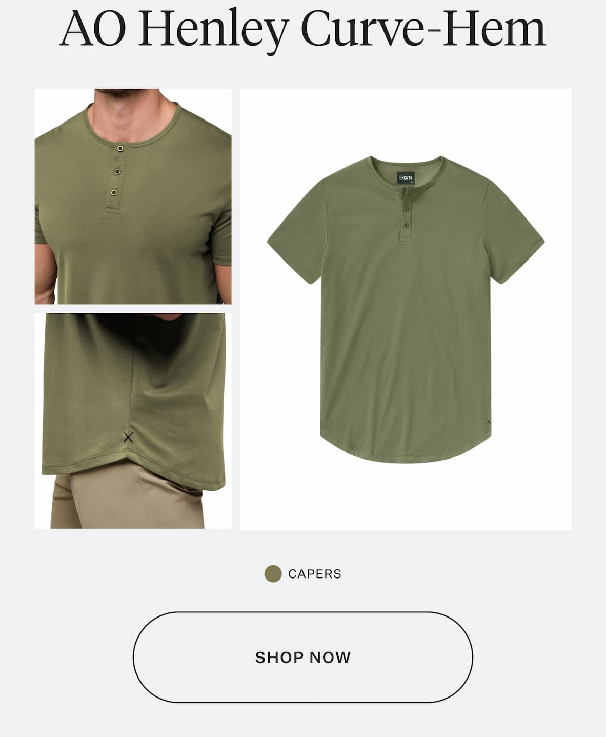 AO Henley Curve-Hem - Capers