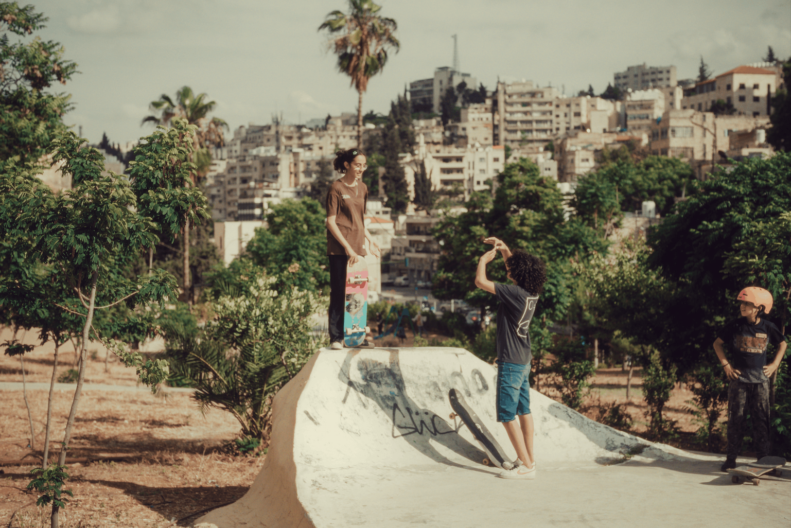 girl in skateboard in the city
