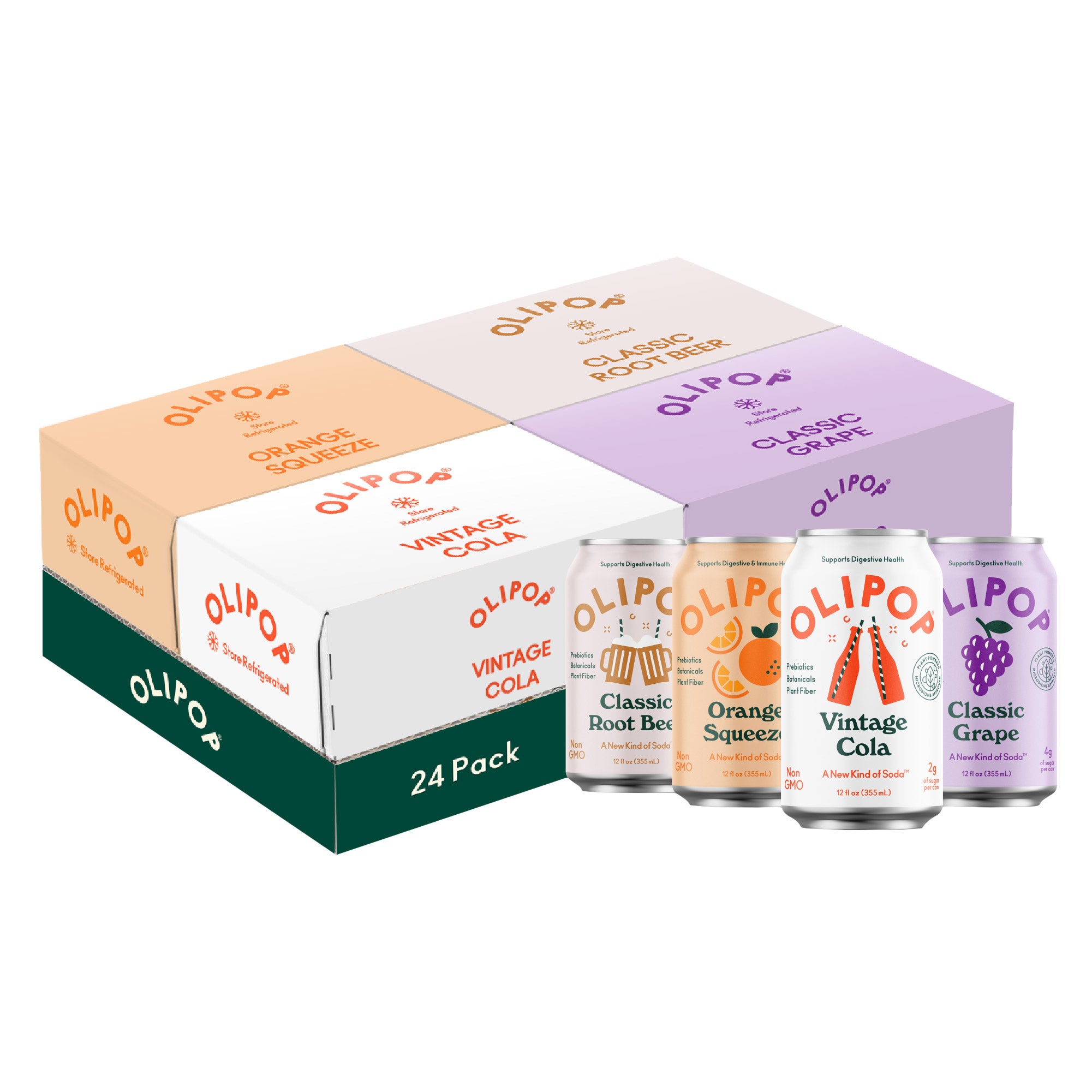 Olipop 12 oz Prebiotics Soda Variety Pack, 24-Count