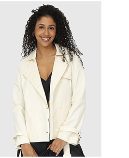 Cool Nights Cropped Trench Coat - Off White