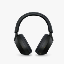Sony WH-1000XM5 Wireless Noise Cancelling Headphones on a gray background.