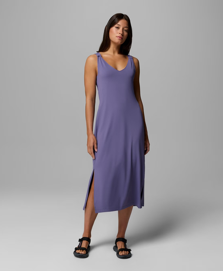 Woman in a purple dress