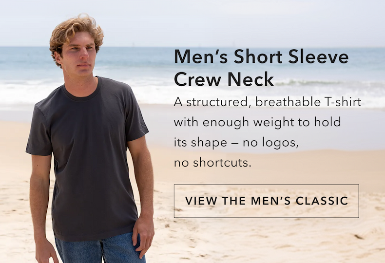 Men’s Short Sleeve Crew Neck A structured, breathable tee with enough weight to hold its shape — no logos, no shortcuts.