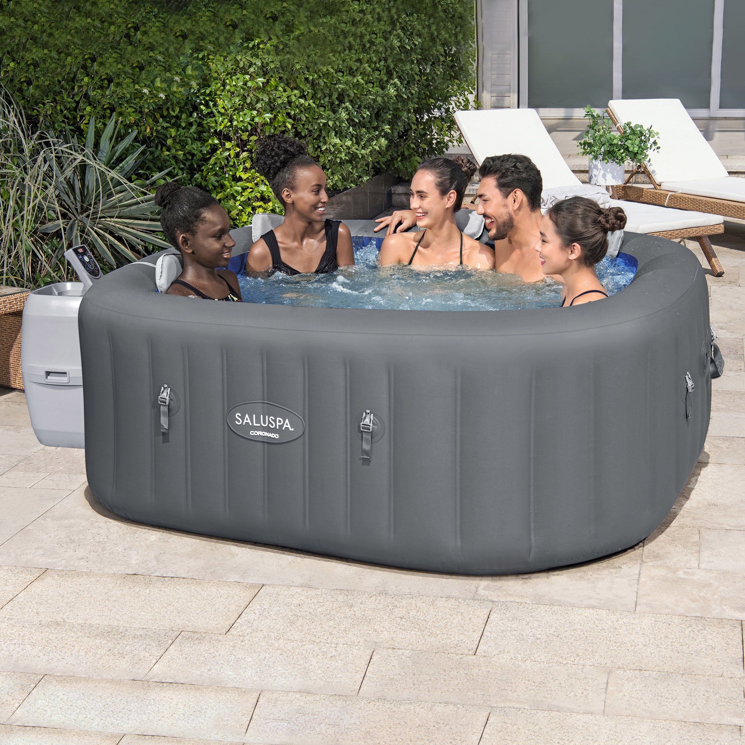 SaluSpa Coronado EnergySense Square Air Jet 4 - 6-Person Inflatable Spa