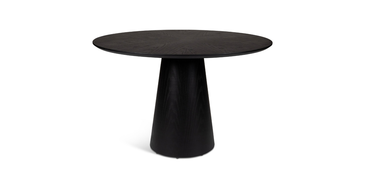 Image of Japandi Wooden Top Round Dining Table