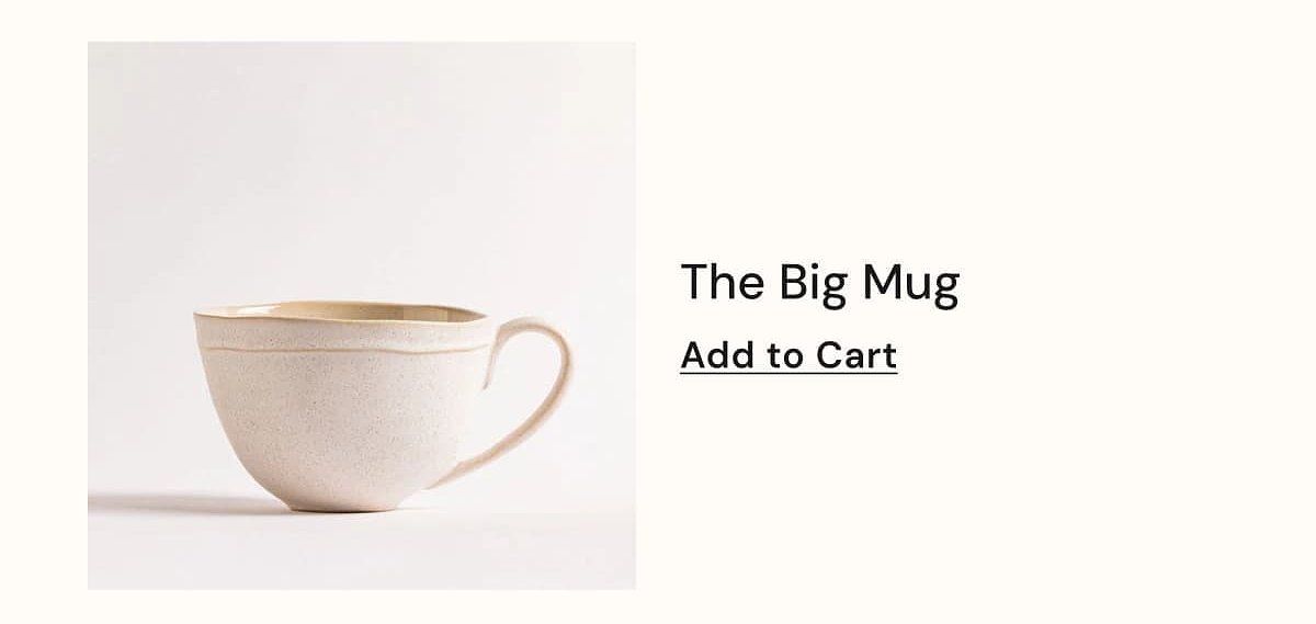 Ceramic mug with a simple design and a handle, featuring a light color.