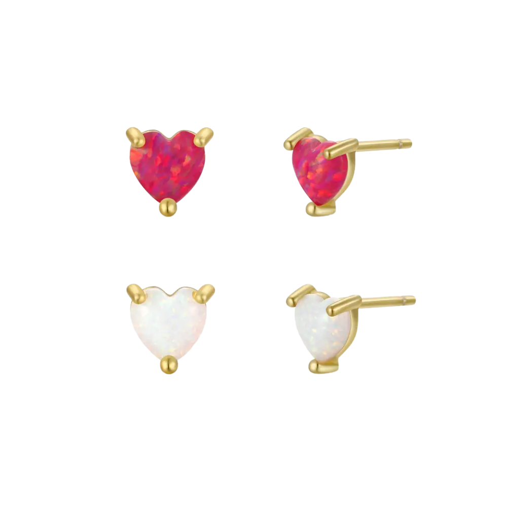 Image of Puffed Opal Heart Earrings