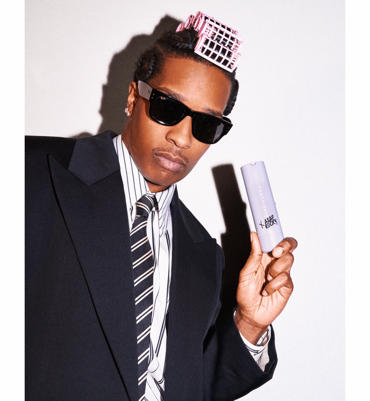 A$AP Rocky with Fenty Skin products
