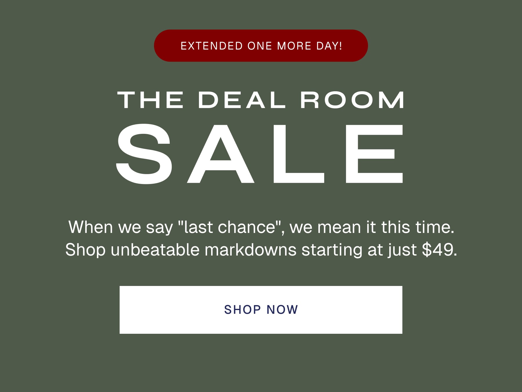 SALE THE DEAL ROOM UP TO 50% OFF CLEARANCE