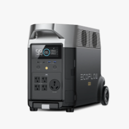 An EcoFlow DELTA Pro portable power station against a gray background.