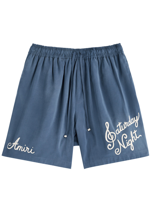 AMIRI Saturday Night embroidered woven shorts