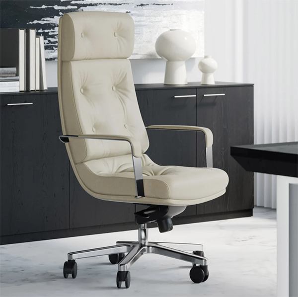 Perot Leather Executive Chair - Cream