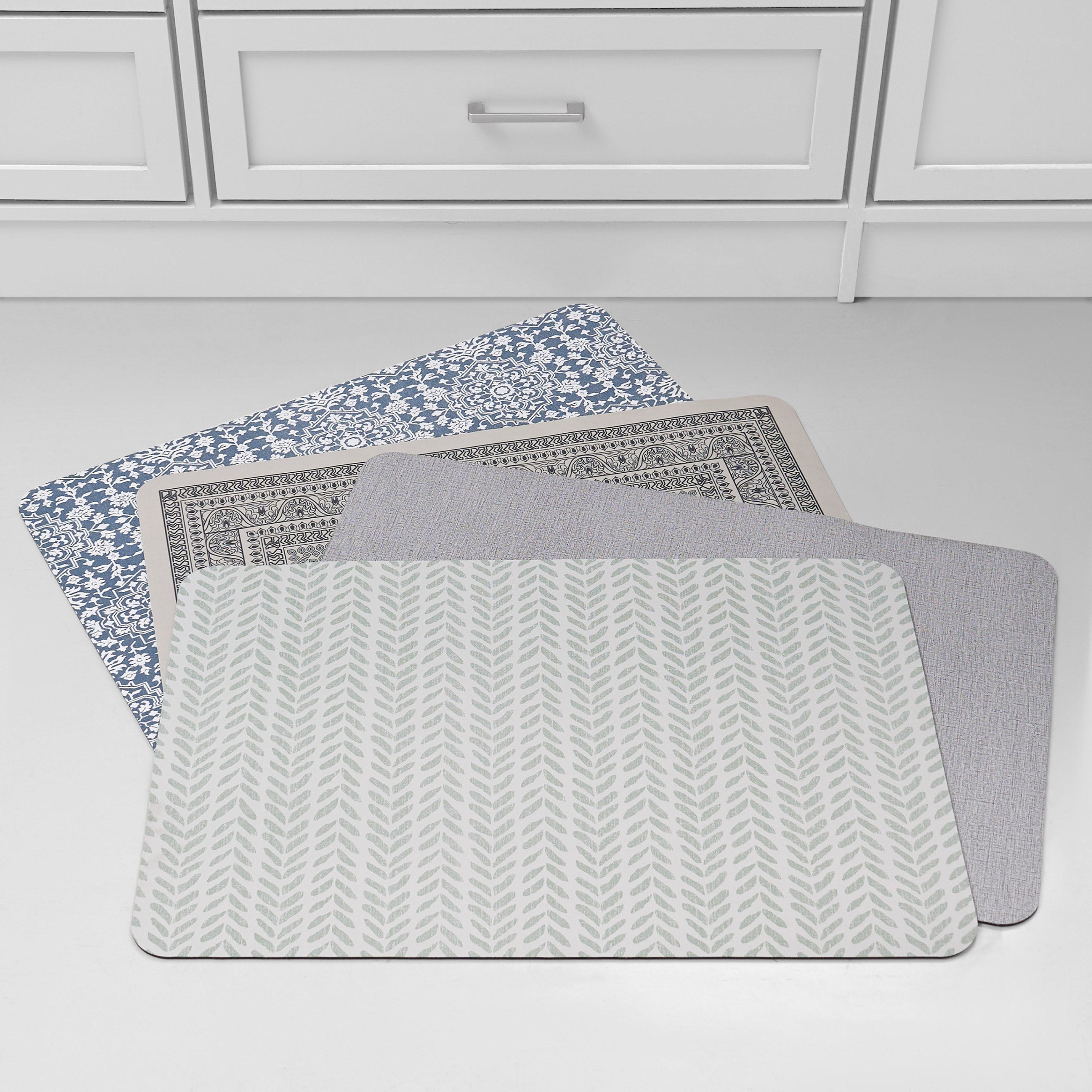 Multi-Purpose Printed Kitchen Mats, 4-Pack