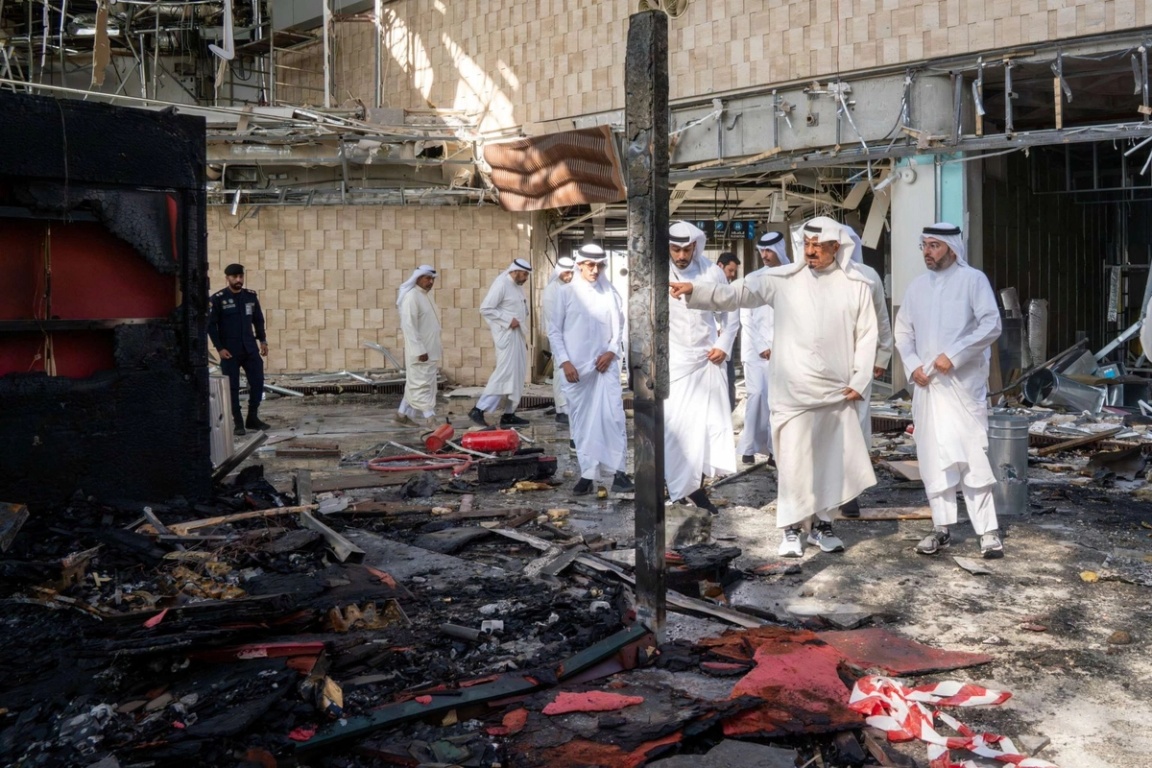 Kuwait authorities survey damage from an Iranian strike