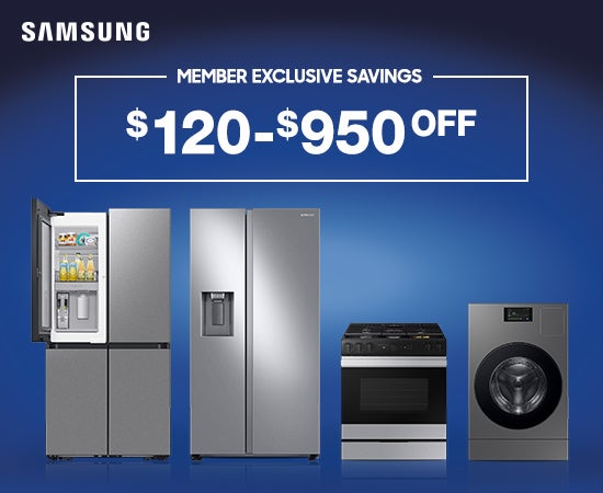 Member exlusive savings on samsung appliances