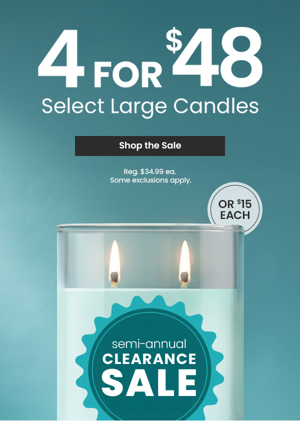 4 for $48 Select Large Candles