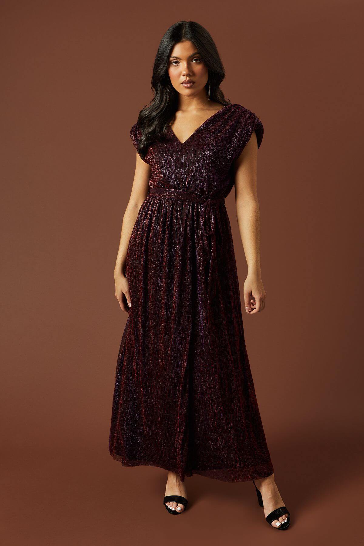 Occasion Plisse Split Maxi Dress