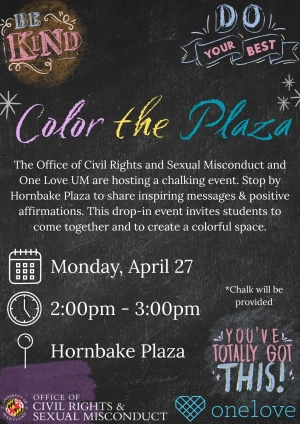 Color the Plaza flyer with positive messages including, 