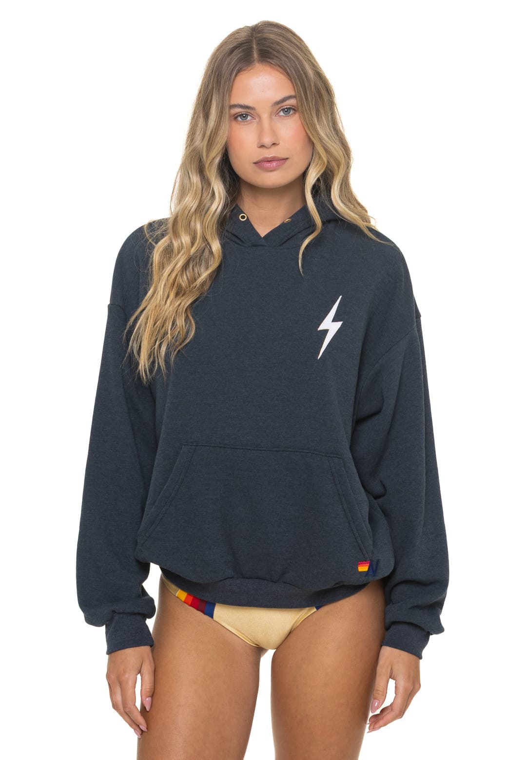 Image of BOLT STITCH RELAXED PULLOVER HOODIE - CHARCOAL