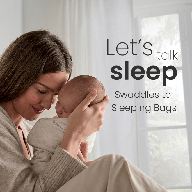 Lets Talk Sleep: Swaddles to Sleep Bags. Mother holding baby in swaddle