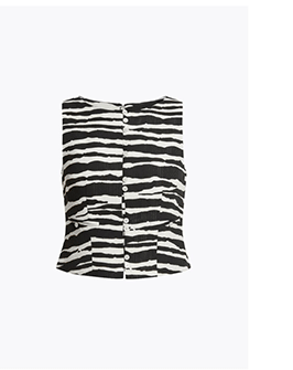 Zebra Lurex Stripe Button Front Top