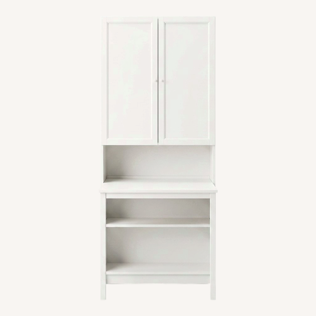 Image of Ikea White Bookcase With Cabinet Storage