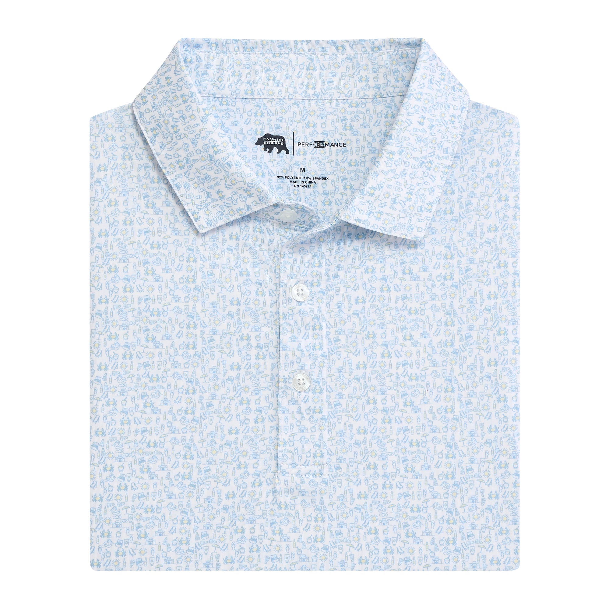 Image of Beachcomber Printed Performance Polo - Azurine