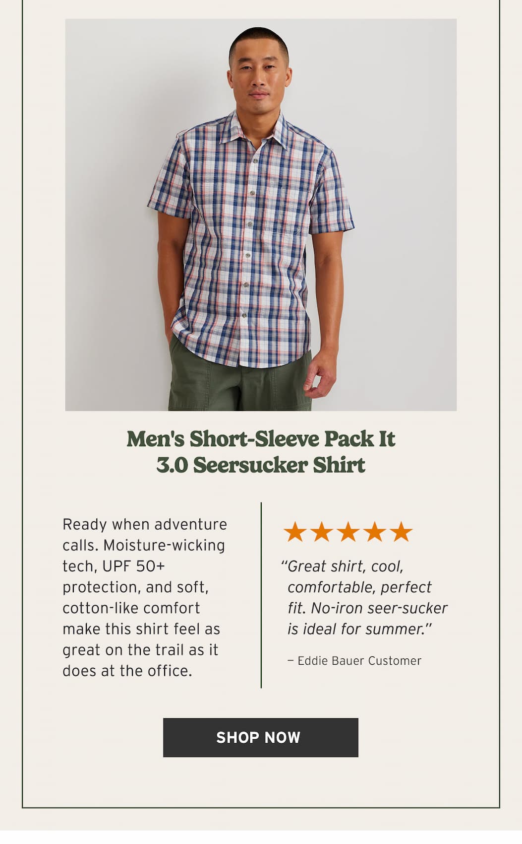 Men's Short-Sleeve Pack It 3.0 Seersucker Shirt