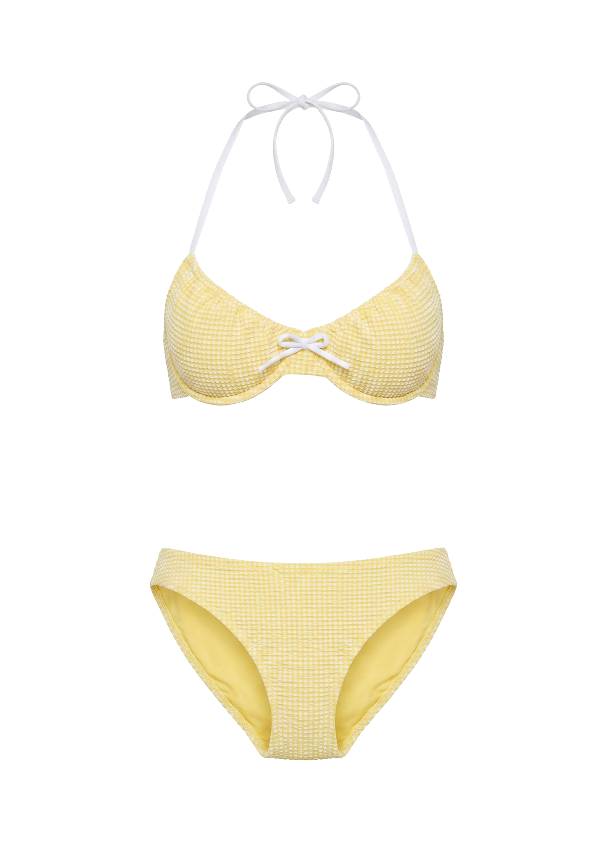 Yellow and white bikini