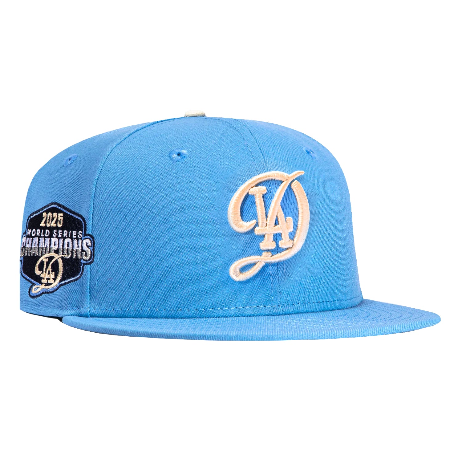Image of New Era 59Fifty Los Angeles Dodgers 2025 World Series Champions Patch LAD Hat - Light Blue