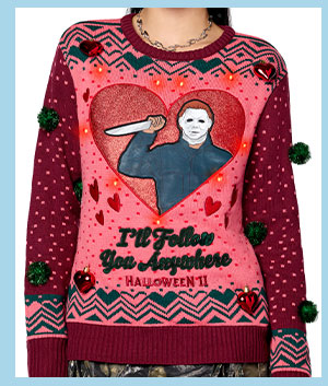 Light-Up Michael Myers I'll Follow You Christmas Sweater - Halloween II