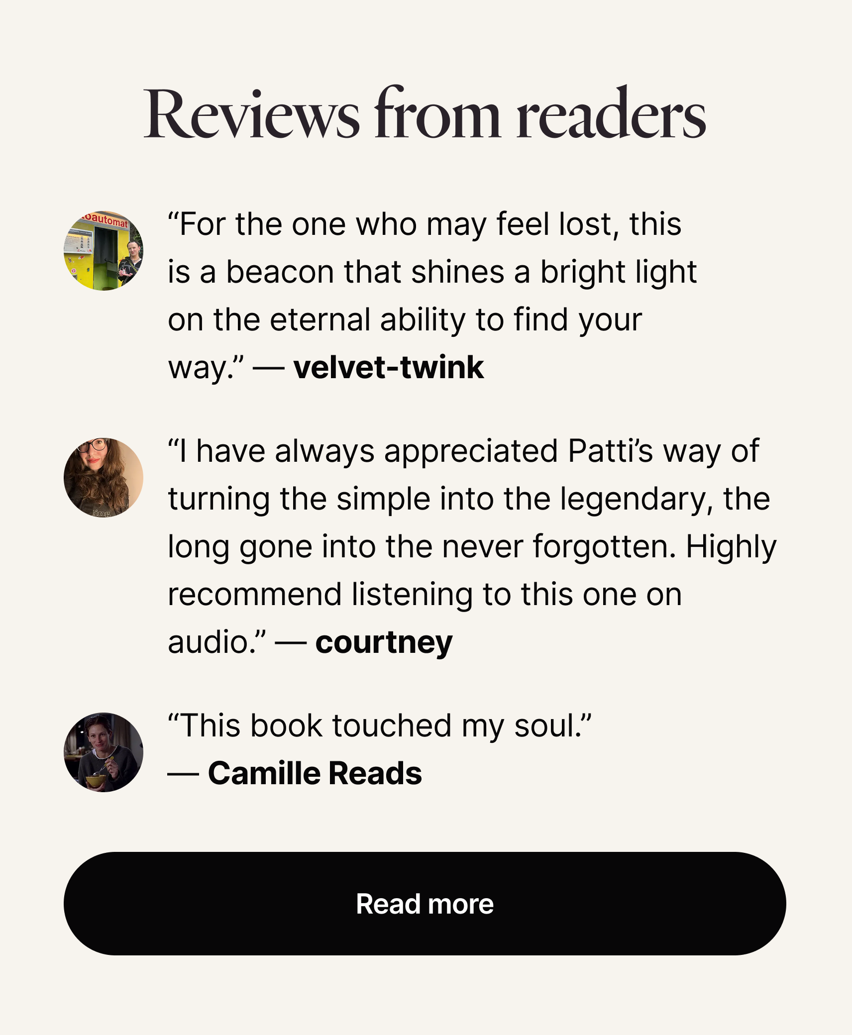 Reviews from readers