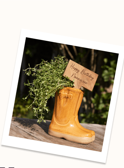 Personalised Small Orange Welly Plant Pot Easter Gift