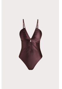 Earth Goddess Plunge Keyhole One Piece - Truffle