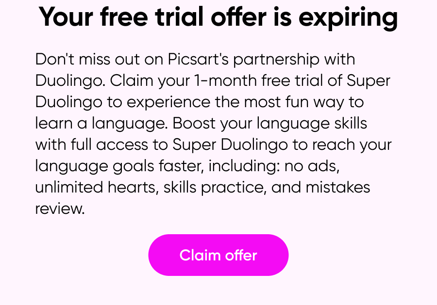 Your free trial offer is expiring