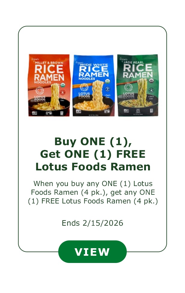 Buy ONE (1), Get ONE (1) FREE Lotus Foods Ramen