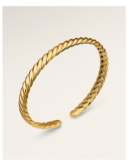 Sculpted Cable Flex Bracelet 18K Yellow Gold, 5mm