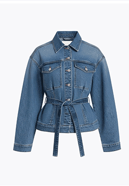 Cinched Back Belted Denim Trucker Jacket
