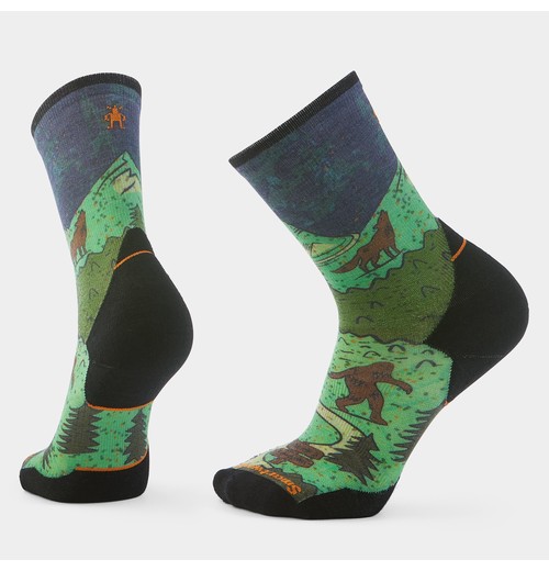 Trail Run Neature Print Crew Socks-Twilight Blue / L