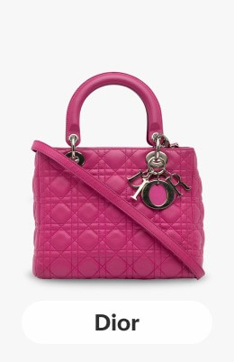 A pink Christian Dior Lambskin Lady Dior Handbag.